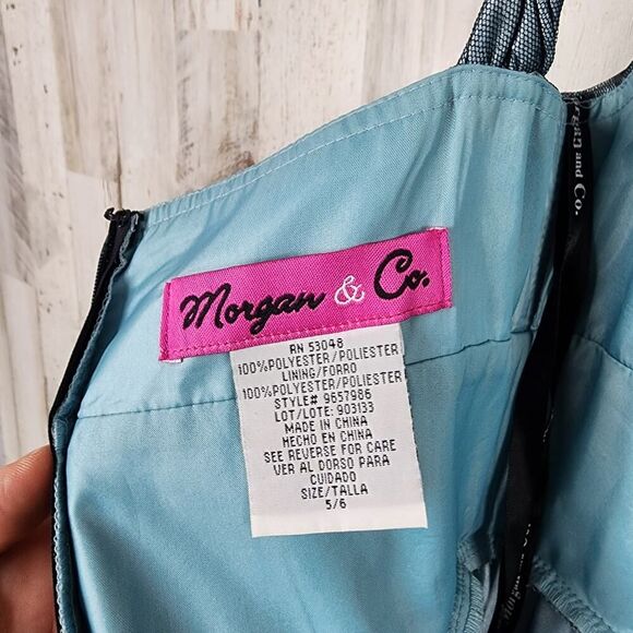 Morgan & Co Midi Formal Dress Blue Size 5/6 - Picture 3 of 11